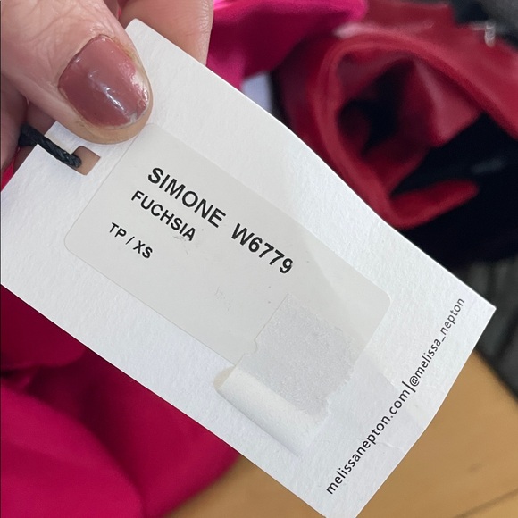 Melissa Nepton Fuchsia Satin fringe neck satin top - Picture 4 of 5